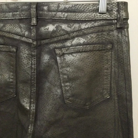 J Brand Leenah High Rise Metallic Silver‎ Python Jeans Size 32 - Picture 7 of 14
